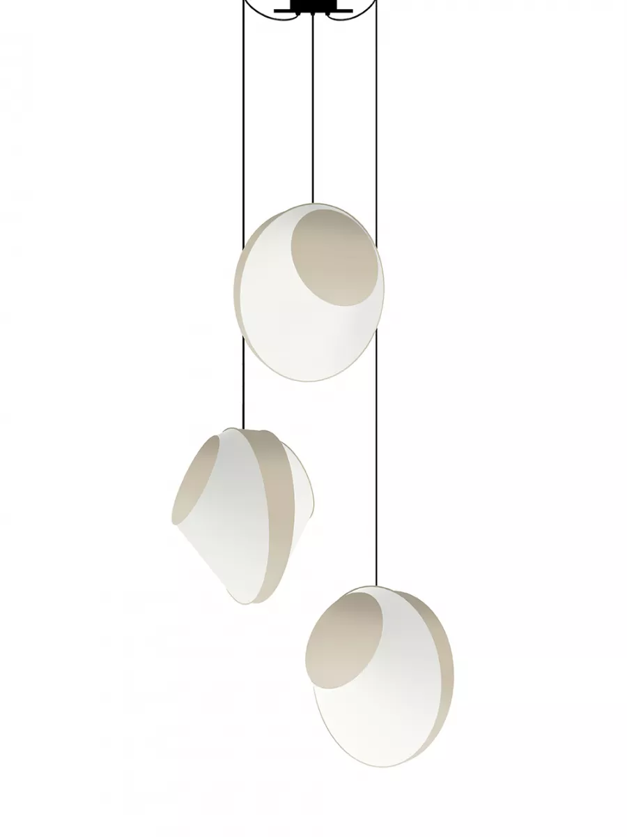 Chandelier 3 Grand Reef - White and Beige satin - Designheure