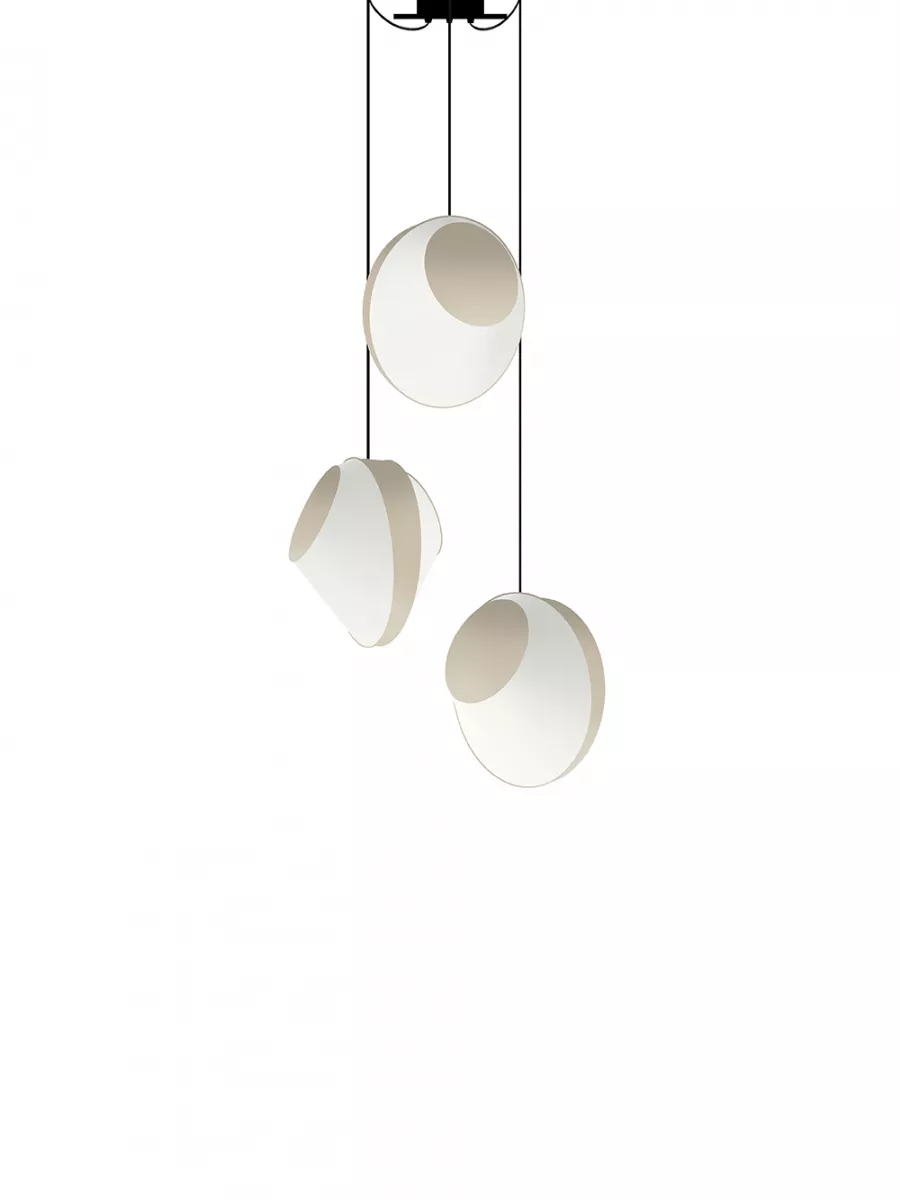 Lustre 3 Moyen Reef - Blanc et Beige satiné - Designheure