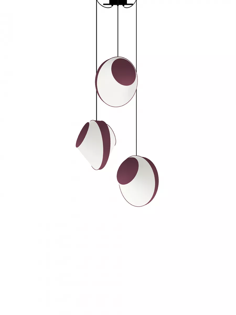 Lustre 3 Moyen Reef - Blanc et Bordeaux - Designheure