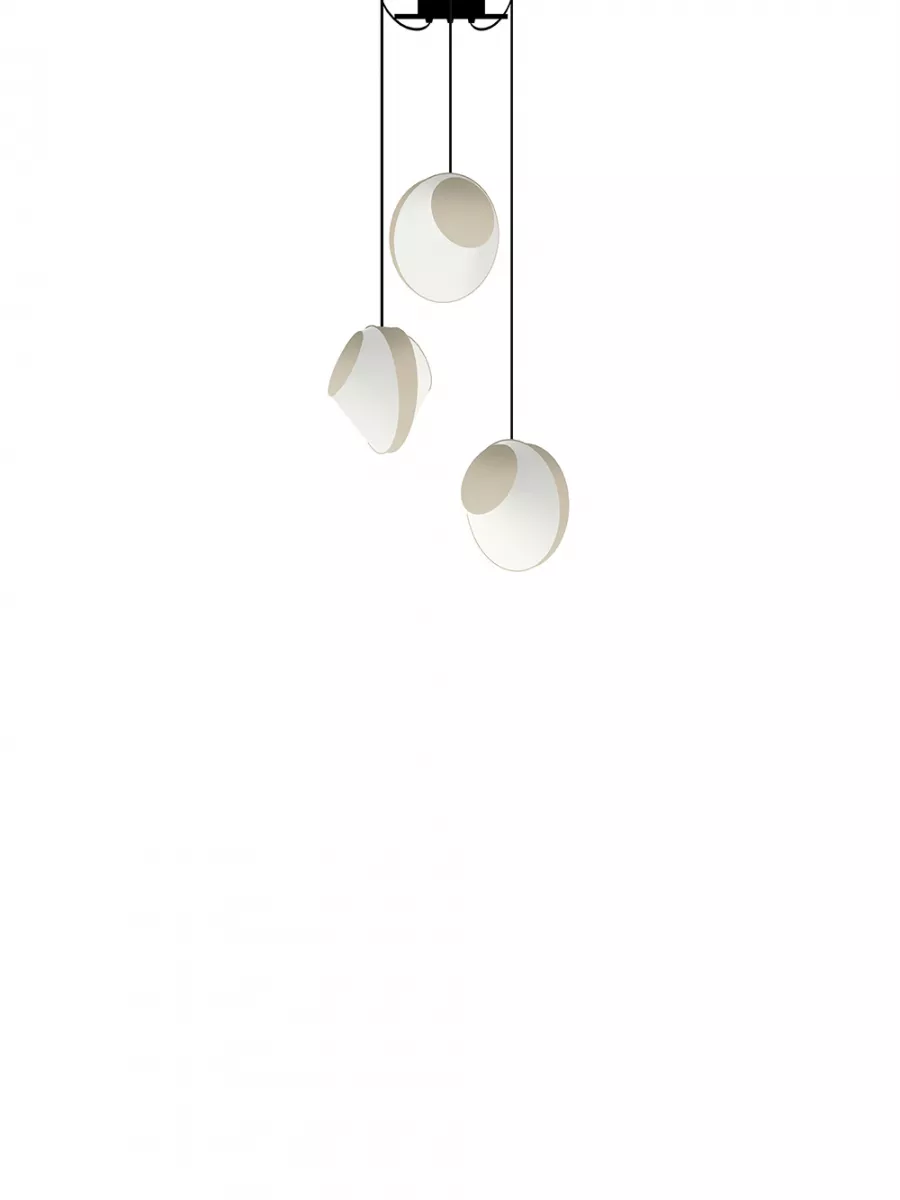 Chandelier 3 Petit Reef - White and Beige satin - Designheure