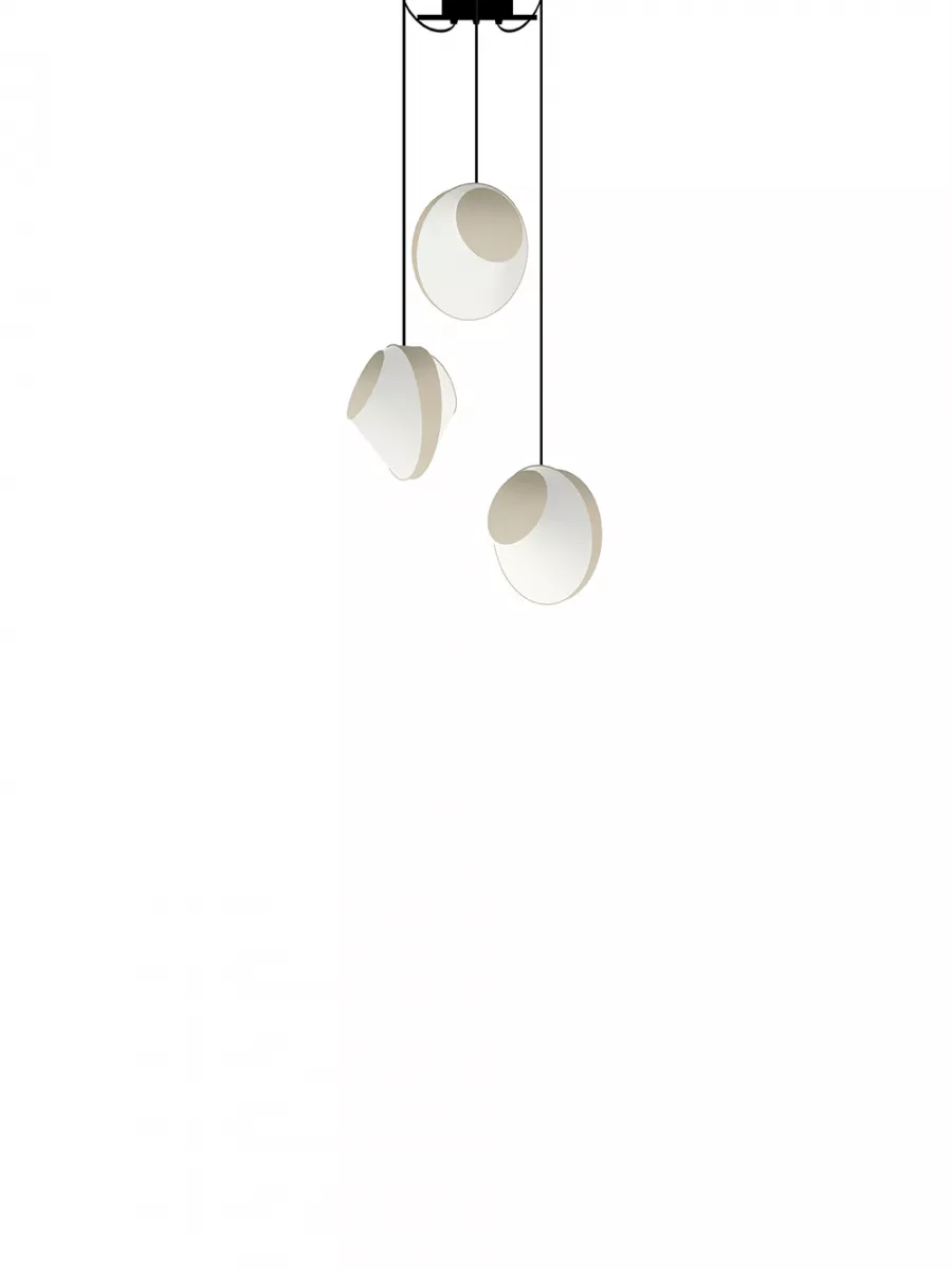 Lustre 3 Petit Reef - Blanc et Beige satiné - Designheure