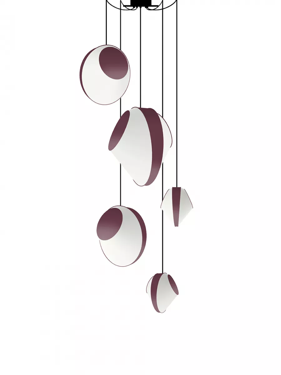 Chandelier 5 Mixed Reef - White and Red wine - Designheure