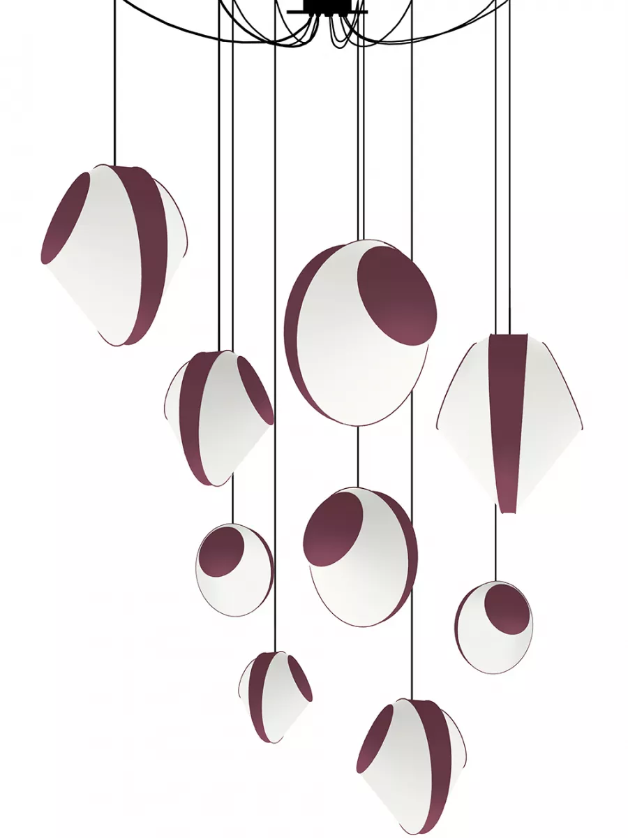 Lustre 9 Mixte Reef - Blanc et Bordeaux - Designheure