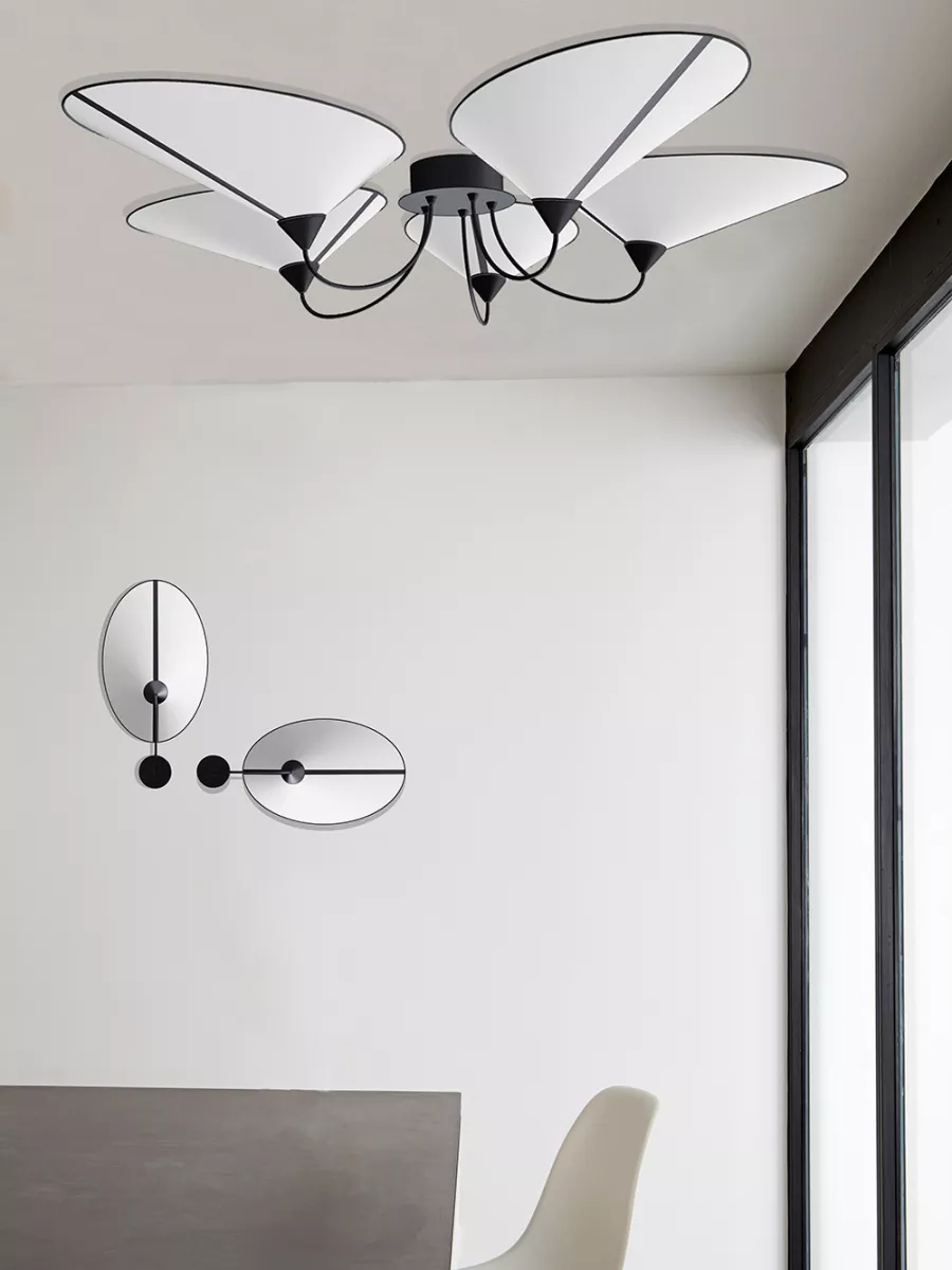 Ceiling lamp 5 Grand Shield - White black border - Designheure