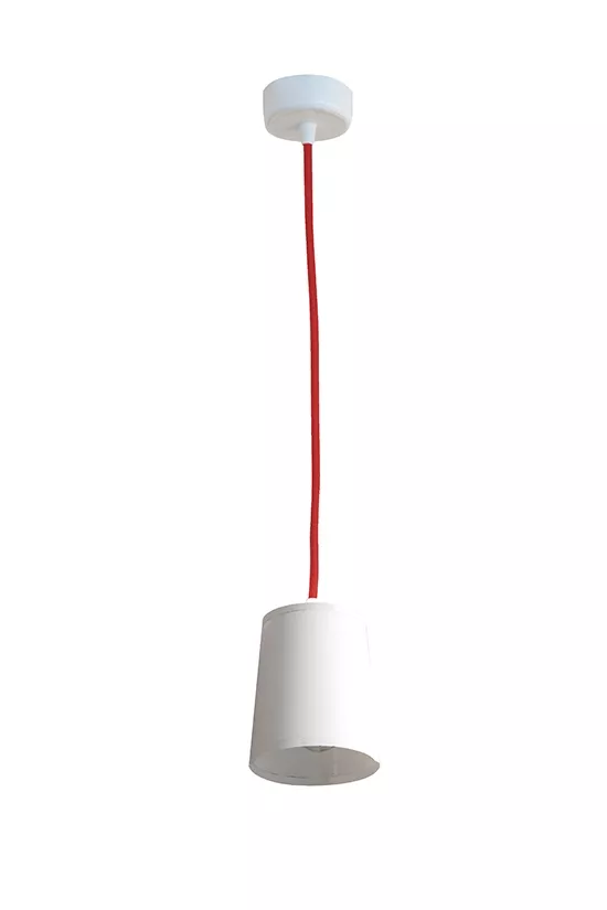 Suspension Lightbook - Blanc diffusant avec fil Rouge - Designheure