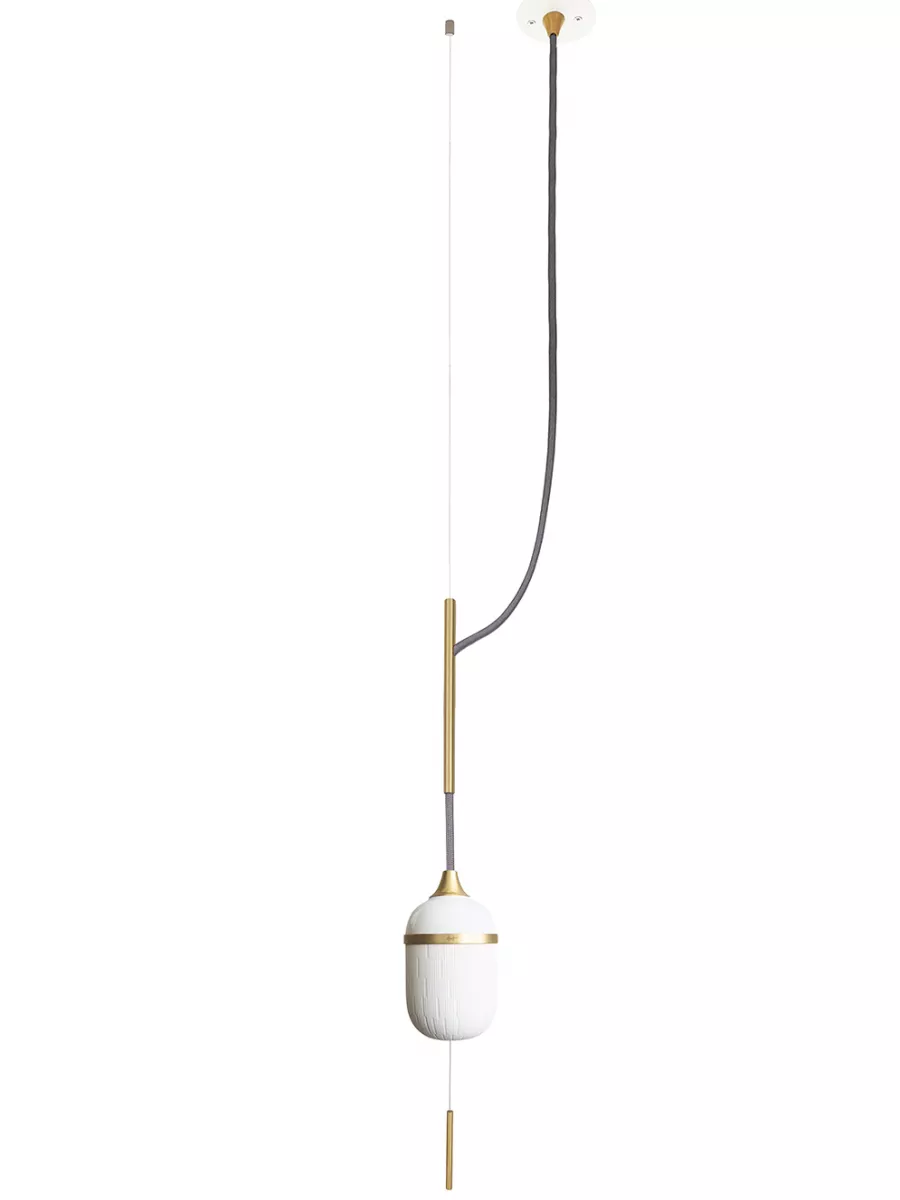 Pendant light solo Grand Fleur de Kaolin - Dark grey cords - Designheure