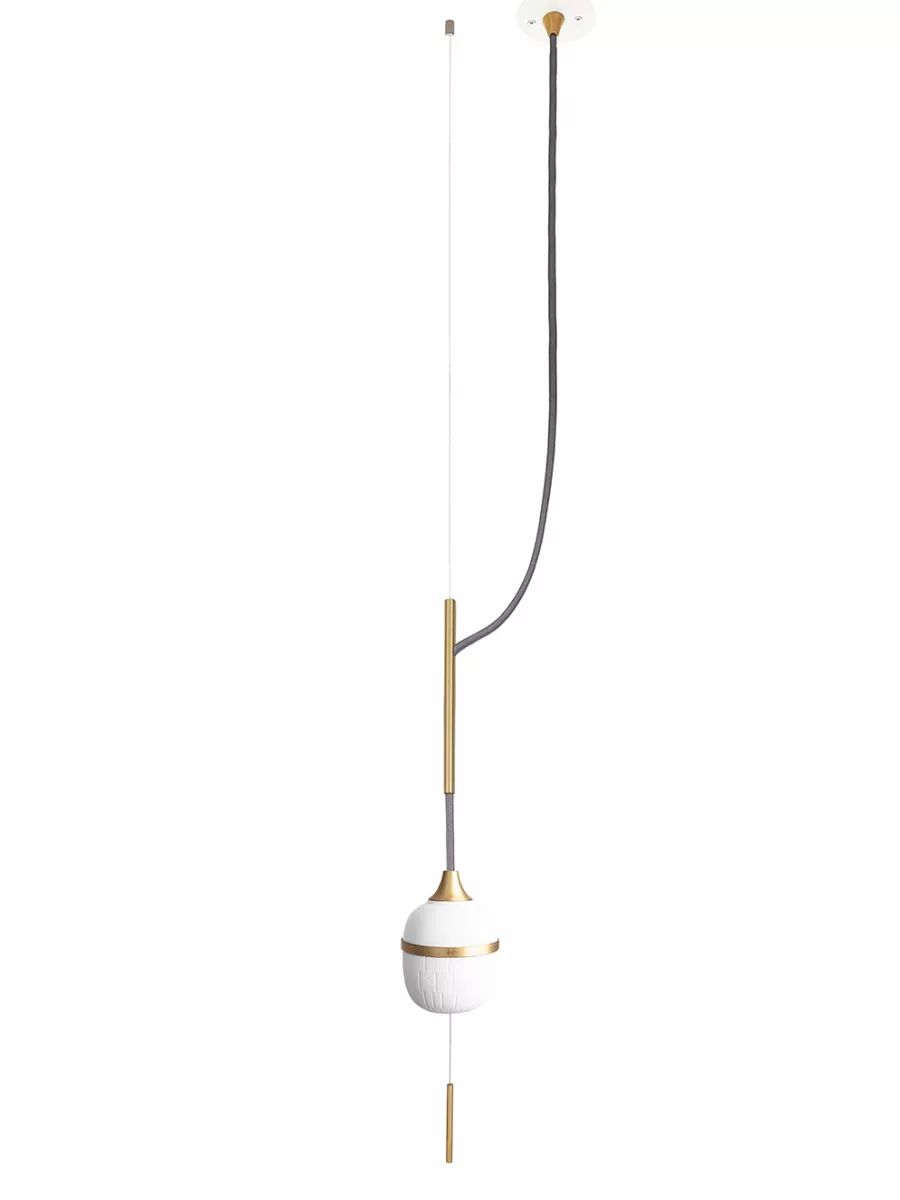 Pendant light solo Moyen Fleur de Kaolin - Dark grey cords - Designheure