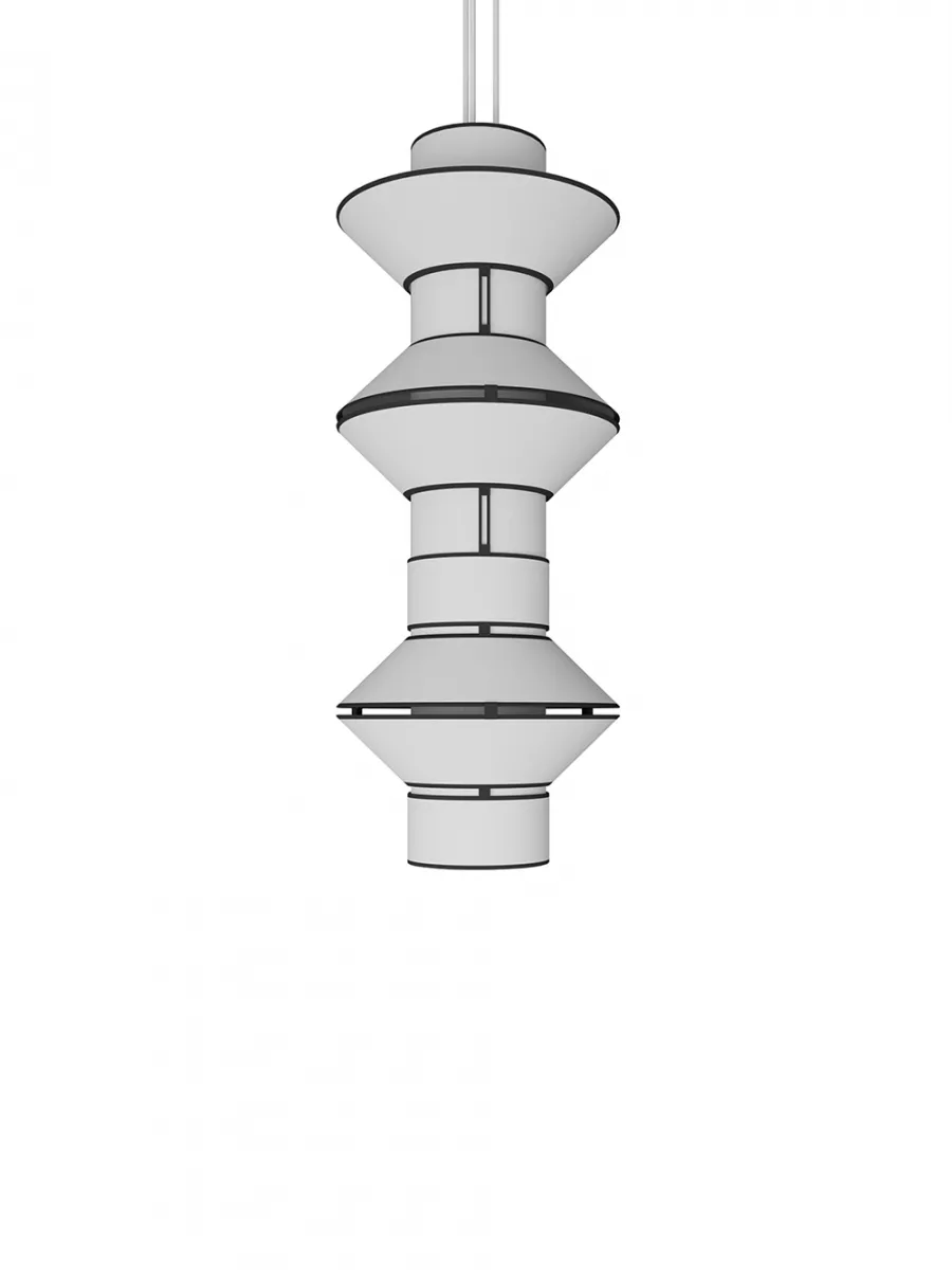Suspension Moyen Tower - Blanc bordure Noire - Designheure