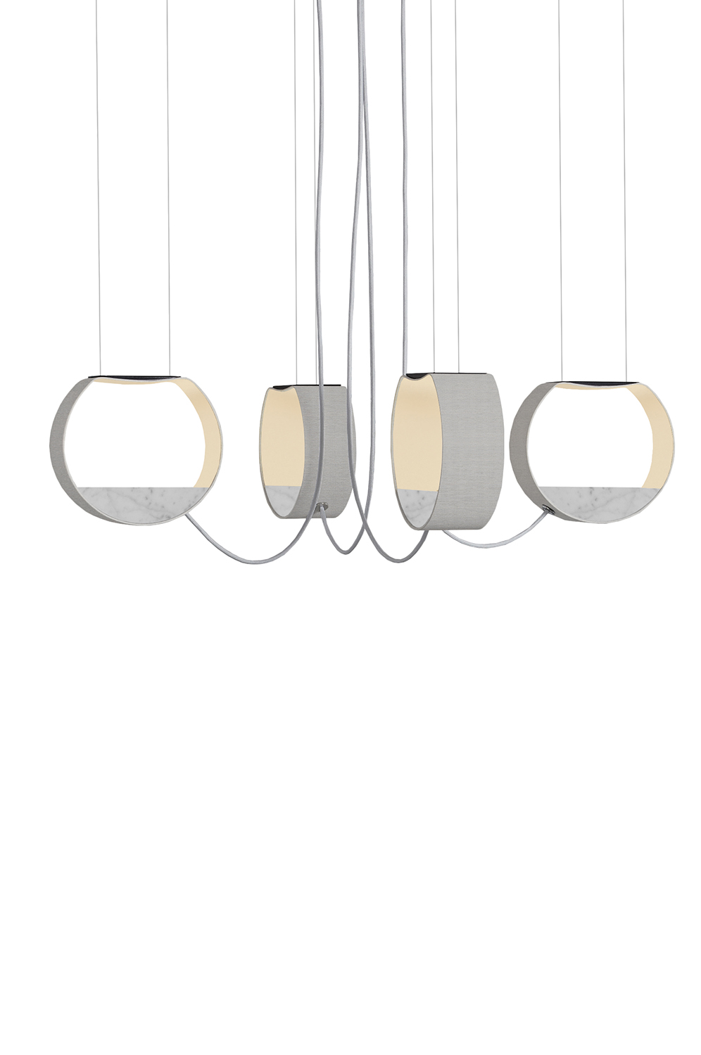 bd compani nude models 2 LED chandelier 4 small round nude grey fabric with marble insert