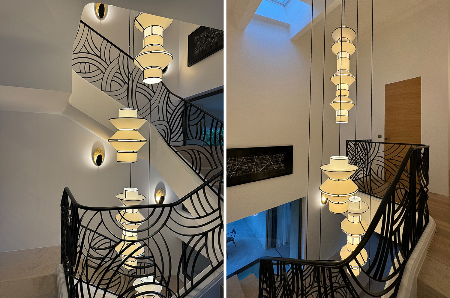 &Eacute;clairage pour escalier r&eacute;sidentiel esprit Art D&eacute;co - Lustre Tower par DESIGNHEURE