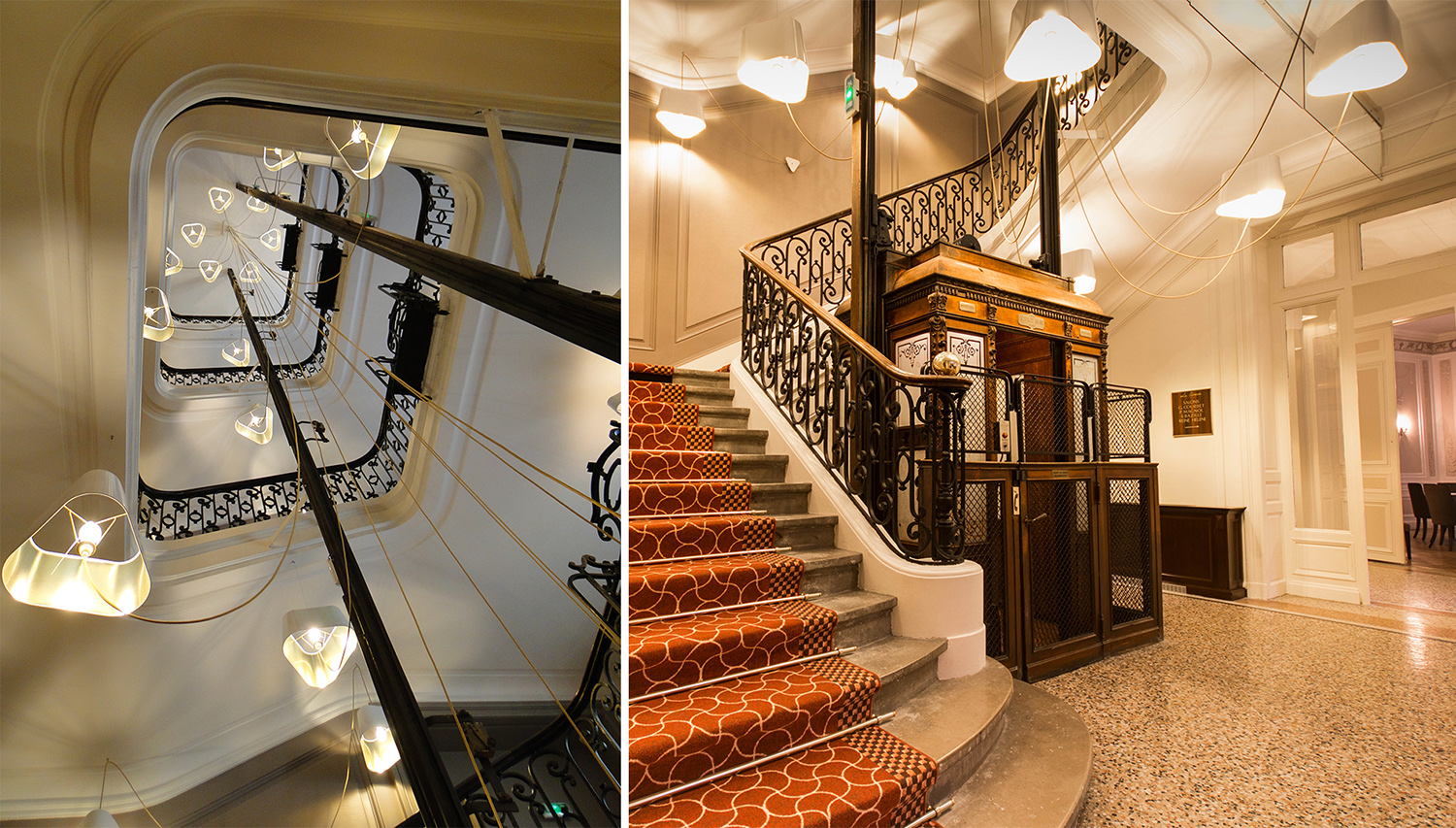 Lustre d&eacute;structur&eacute; et a&eacute;rien qui &eacute;claire l'escalier et les paliers des &eacute;tages - DESIGNHEURE